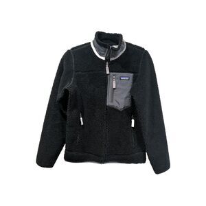 Patagonia Womens RETRO-X Classic Full Zip Fleece Jacket Size S Black Gray Pocket